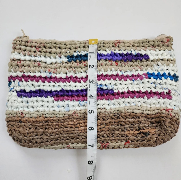 Geometric Moroccan Style Wicher Zip Coin Purse Colorful Handbag Receipts Bag - Picture 5 of 12